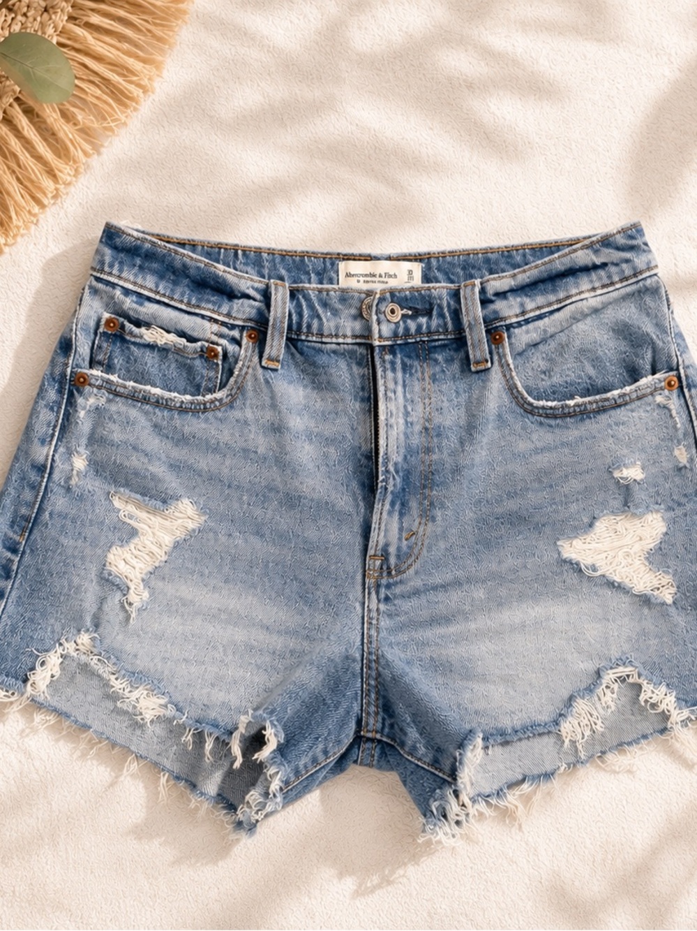 Abercrombie & Fitch Light Blue Distressed Denim Cutoff Shorts